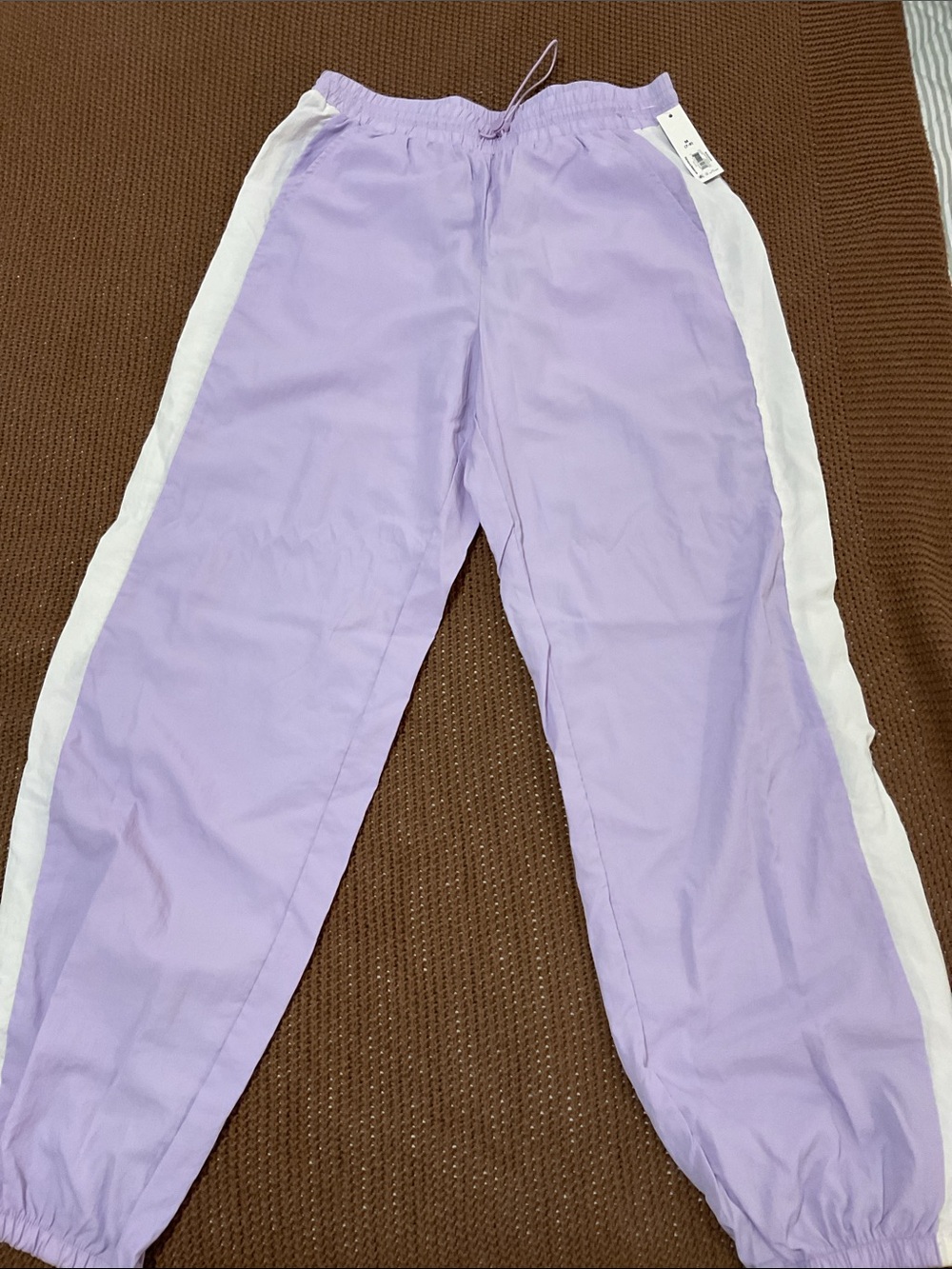 Lilac Track Pants with White Side Stripe